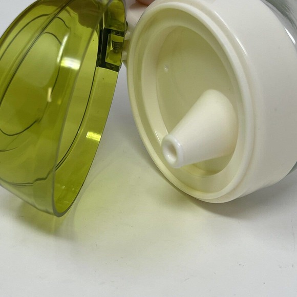 Retro Glass 7" Syrup Dispenser Pourer w Plastic Handle and Flip Top Cover Lid - Picture 4 of 11